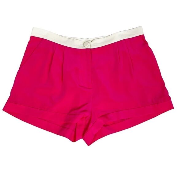 MASON by Michelle Mason 100% Silk Iridescent Pink High Rise Pull On Shorts 4 - Picture 1 of 9